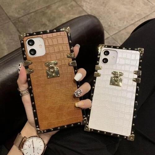 Luxury Design Square Crocodile Pattern PU Leather Soft Phone Case For IPhone 12 Mini 12Pro Max 11 11Pro Max XS XR SECover