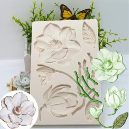 Flower Silicone Mold Kitchen Resin Baking Tool Leaf DIY Cake Pastry Fondant Moulds Stem Chocolate Dessert Lace Decoration