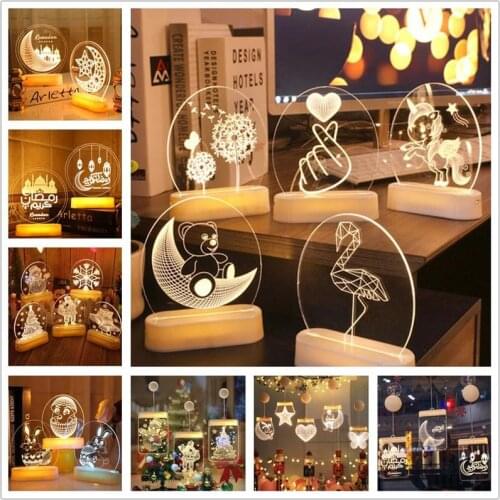 Wedding Decoration Led Night Light Eid Mubarak Ramadan Christmas Gifts Easter Unicorn Baby Shower Birthday Party Decor Garland
