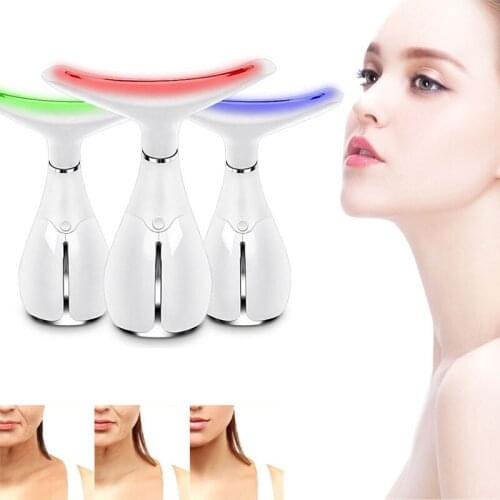 LED Photon Neck Lifting Anti Wrinkle Beauty Device Neck Skin Vibration Massager Wrinkle Removal Photon Therapy Massage
