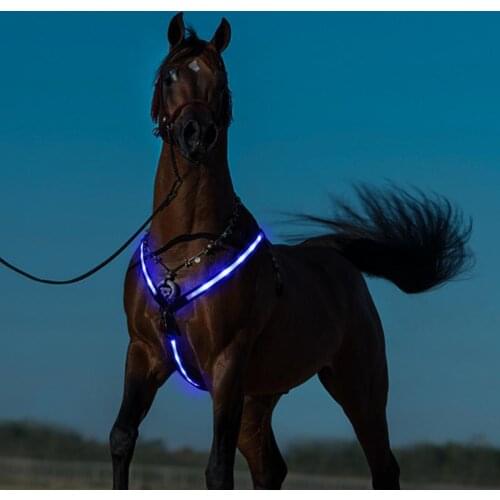 Reflective Horse Harness Breastplate Breast Collar Lights LED Night Visible Safety LED Stap Makes Your Horse Visible and Seen