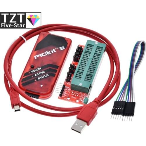 TZT PICKIT3 PIC KIT3 PICKIT 3 Programmer Offline Programming PIC Microcontroller Chip Monopoly+PIC Programmer adapter seat