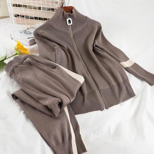 V662 leisure fashion autumn and winter new Cardigan sweater sweater jacket Harun Trouser two-piece set