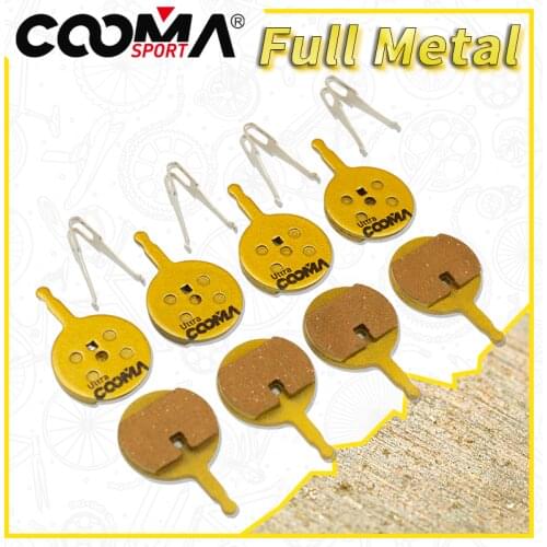 Bicycle Disc Brake Pads for AVID BB5, Giant and Merida MTB Bike, 4 Pairs for 4 Calipers, Gold Full Metal