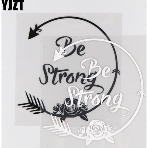 YJZT 12.9×13.6CM Cartoon Word Decoration Be Strong Car Sticker Vinyl Decals Black/Silver 4C-0326