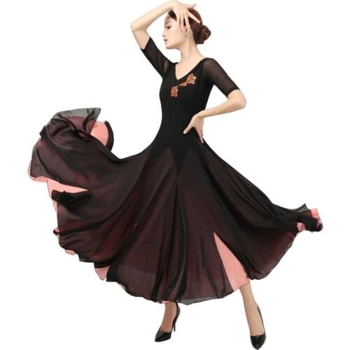 Women Floral Flamenco Waltz Tango Dance Ballroom Competition Dresses Waltz Foxtrot Standard Ballroom Dress Patterns