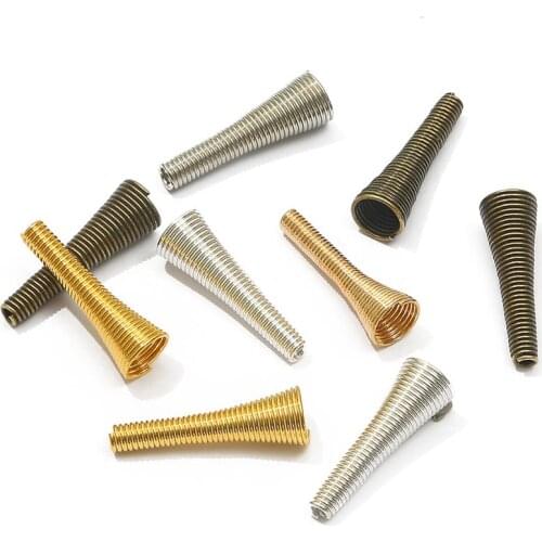 10pcs Metal Spring Funnel Shape Spacer Beads Caps DIY Beading Supplies Cone Spring Coil End Caps For Jewelry Making Accessories