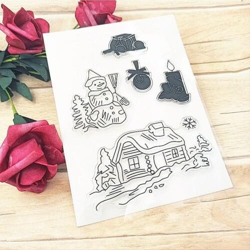11*16cm snowman village Transparent Clear Stamps / Silicone Seals Roller Stamp for DIY scrapbooking photo album/Card Making