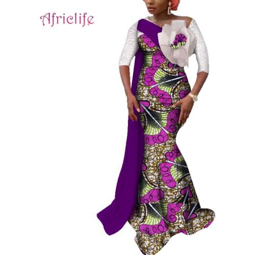 Women Elegant Cotton Party Dress Floor Length Plus Size Africa Dress for Women Senior Tailor Made Ankara lady Clothing WY3617