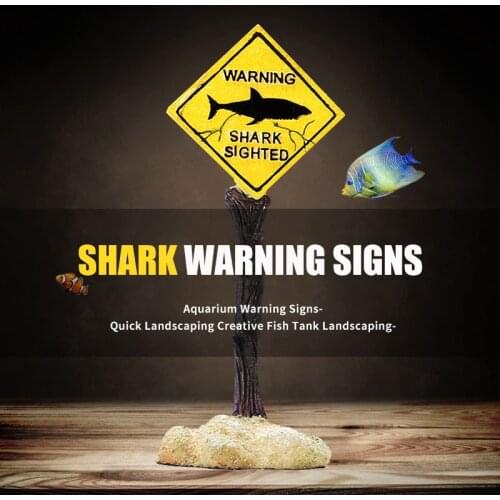 Fish Tank Landscaping Decoration Aquarium Cartoon Resin Mini Ornaments Fish Shrimp Shelters Shark Warning Signs Billboard