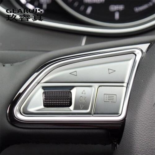 Car styling Atuo steering wheel switch buttons Trim Frame Covers stickers for Audi A6 A7 C7 S6 S7 RS6 RS7 Interior Accessories