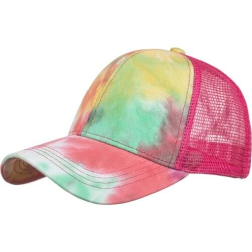 Mesh Printed Baseball Cap High Ponytail Criss Cross Hat Messy High Bun Hats Pony Cap Hats For Women Girls