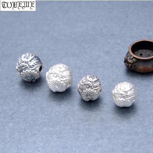 3D 100% 999 Silver Dragon Beads Pure Silver Lucky Dragon Beads Power Dragon Jewelry Beads DIY Bracelet Findings