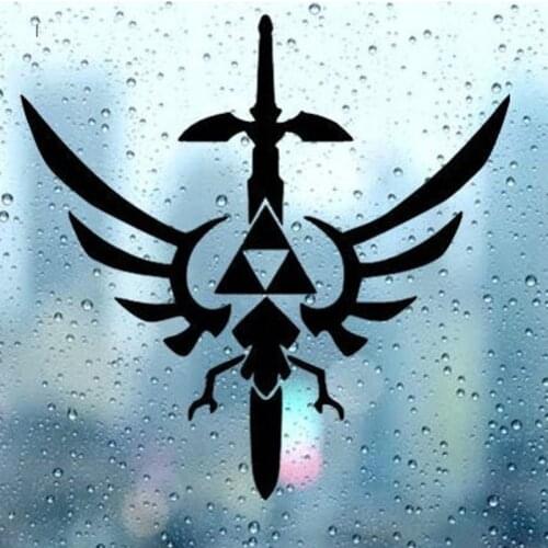 Black/SliverLegend of Zelda Triforce GamerCar Sticker Creative Design Decal Waterproof Rear Windshield Decal Laptop Decor S1265