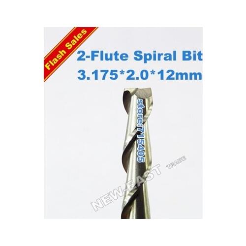 50PCS 3.175*2.0*12mm 3.175X2.0X12mm Milling Cutters, Spiral Router Bits, Solid Carbide End Mill, Wood Tool Bits