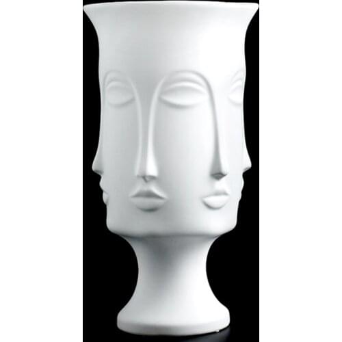 Face Shape Designs Ceramic Vase Porcelain Decoration Home Corridor Vases for Flowers White Tools Nordic Decoration Home