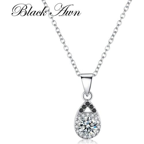 Classic Genuine 100% 925 Sterling Silver Slide Necklace Women Jewelry Water-Drop Necklaces&Pendants Bijoux Femme P080