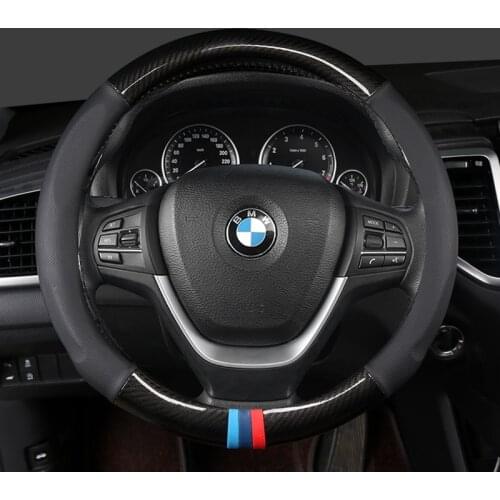 38CM Carbon Fibre Leather Car Steering Wheel Cover for BMW X1 X2 X3 X4 E84 F84 F39 E83 F25 G01 F97 F26 G02 F98 Auto Accessories