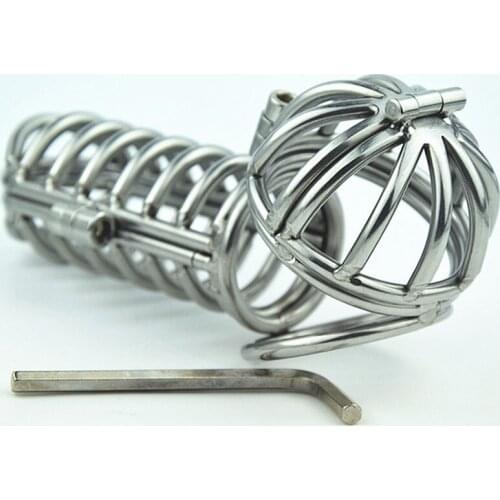 Metal Male Chastity Device Belt Cock Cage Penis Ring Dildo Restraint Scrotal Bondage Slave Sex Toys For Men