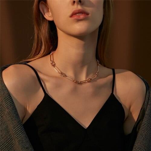 Modyle Punk Hip Hop Thick Short Choker Necklace Women Simple Gold Color Vintage Chunky Collar Necklace Female Jewelry Gifts