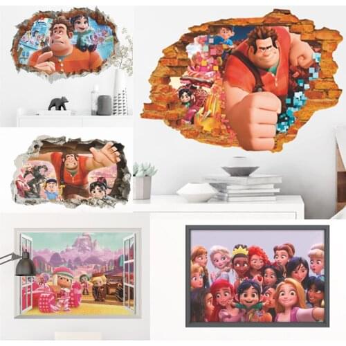 Cartoon Wall Stickers For Kids Rooms 3d broken Children Bedroom Decoration Wall Decals Home Mural Poster Birthday Gift