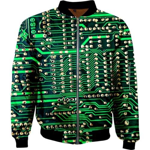 Men Unisex 3D Print Bomber Jackets Electronic Chip Punk Zip Flight Jacket Harajuku Women Streetwear US Size Winter Thick Coat 1