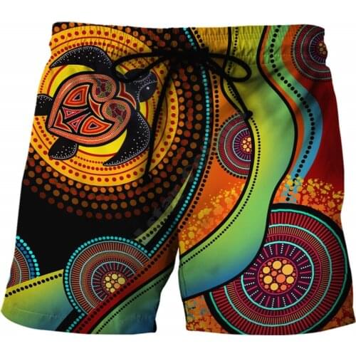 Summer Casual Shorts Aboriginal Green Turtles Australia Painting Art 3D Printed Trousers For Women Men Shorts