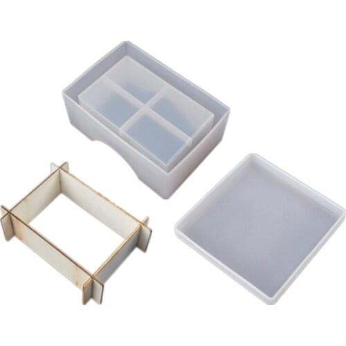 Coaster Storage Box Resin Mold Set, Square Sillicone Coaster Mold with Holder