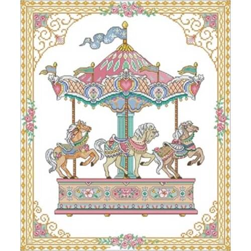 Carousel patterns counted 11CT 14CT 18CT Cross Stitch Sets DIY Chinese Cross-stitch Kits Embroidery Needlework