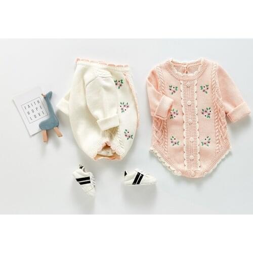 New Toddler Girls Soft Jumpsuits Suit Baby Long Sleeve One Piece Bodysuit Beautiful Flower Printing Jumpsuits Spring Autumn