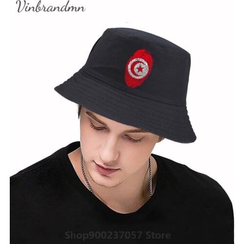 Newest viking Fashion Brand Streetwear Panama Bucket Hat Print Tunisia Flag Fingerprint Fitness Graphic casual Fisherman Hat