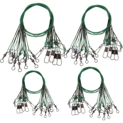40pcs/lot 15cm 20cm 25cm 30cm Stainless Steel Anti-bite Fishing Lead Line Swivel Rope Wire with B-type Pin and 8-letter Ring
