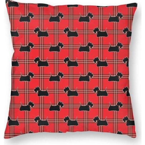 Scottish Terrier Dog Tartan Skye Throw Pillow Case Home Decor Square Scottie Dogs Cushion Cover Cool Pillowcover for Living Room