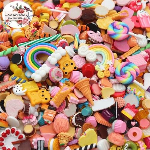 Mix design dessert 100pcs Resin Flat back Cabochon imitation food Art Supply Decoration Charm DIY craft