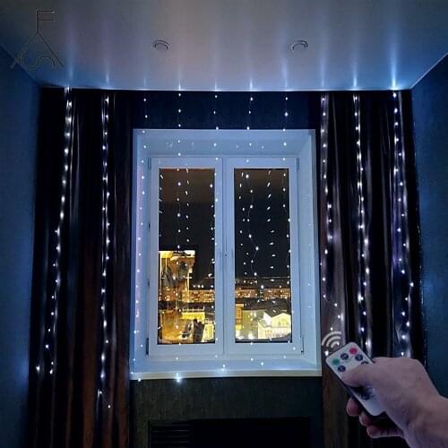 3m Led Curtain Wreath on Window USB String Lamp Fairy Wreath Remote Control New Year Valentines Day Christmas Home Decoration