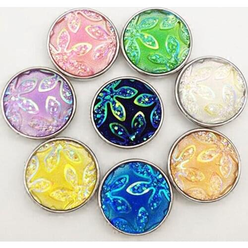 SZ1002 Flower Cameo Multicolor Mixed Ginger resin Snap Buttons For Snaps Jewelry