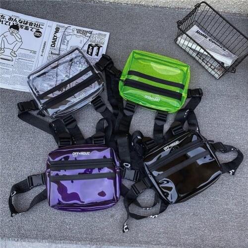 Street Style Women Men PVC Clear Shoulder Chest Bag Casual Small Handbags