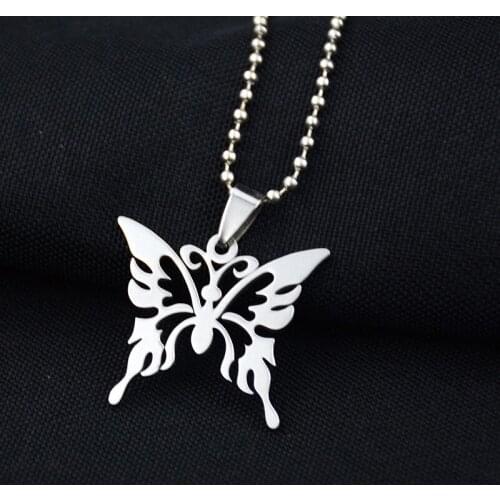 Canuomen Unique hollow butterfly necklace stainless steel Do not fade necklace ladies fashion gift necklace Holiday gift