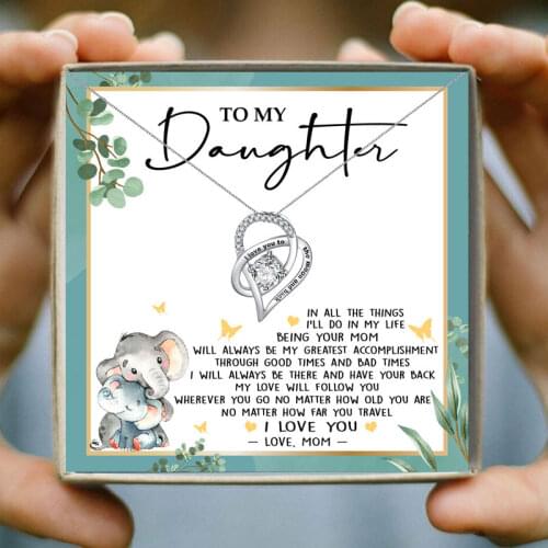 Heart-Shape Necklace Pendant I Love You to The Moon and Back Crystal Necklaces to My Daughter Birthday Gift 2021 New Jewelry