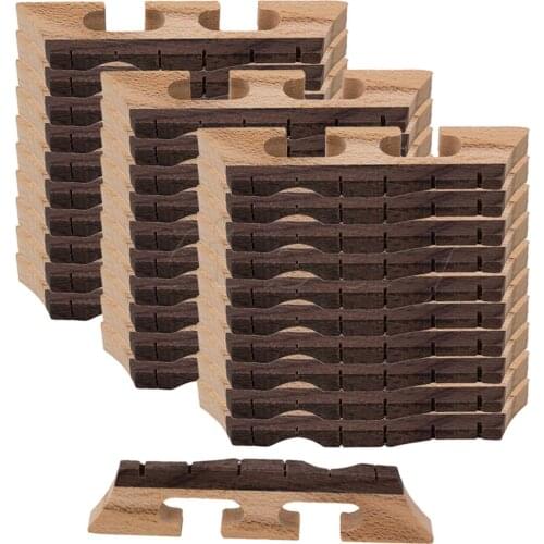 Yibuy 3" Brown Three Legged Maple Ebony Bridge for 6 String Banjo Ukulele with Ebony Saddles