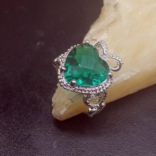 Gemstonefactory Jewelry Big Promotion Single Unique 925 Silver Love Heart Green Topaz Women Men Gifts Rings 8.5# 20212810