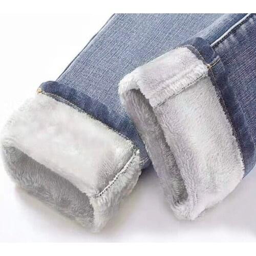 Autumn Winter Warm Women Jeans Pants Skinny Blue High Waist Jeans Woman Pantalon Velvet Thick Cotton Denim Women Trousers 11371
