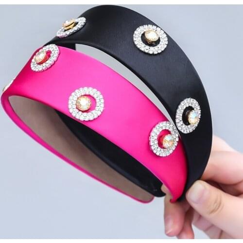 Woman Hair Bands Fabric Shiny Rhinestone Headband Female Broad Side Hairs Accessories Jewelry Goth Punk Women Girl Hair Hoop