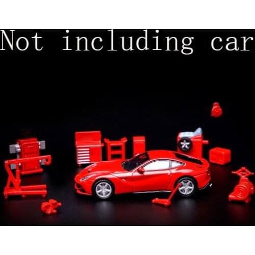 1:64 SC06 Auto Repair and Maintenance Equipment Set garage model car props Scene tool