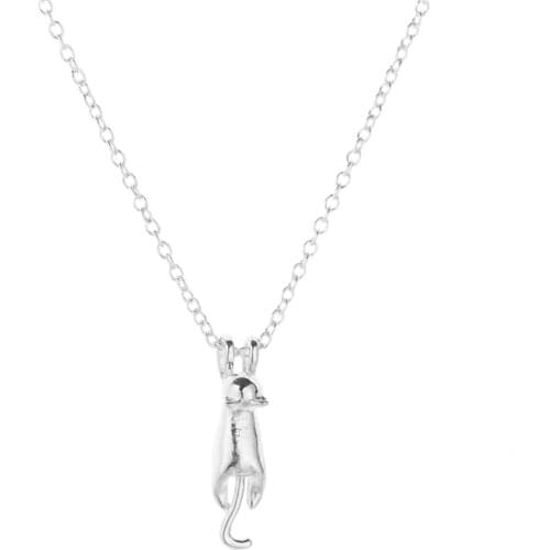 10pcs/lot Sweet Kitty Pendant Necklace Chain Silver Hanging Cat Pendant Necklace Lovely Animal Collares For Women Cat Lover Gift