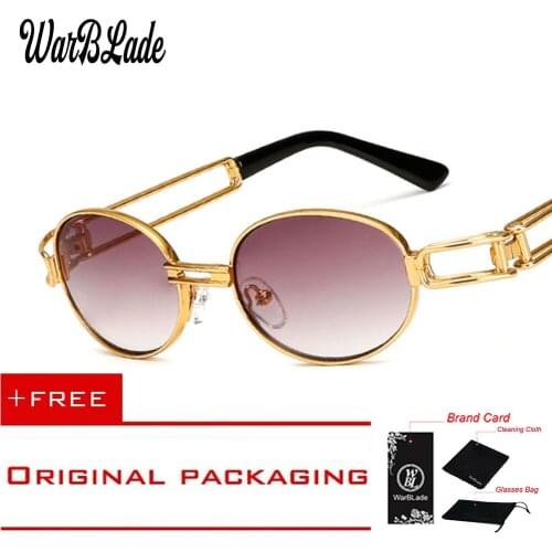 2018 Round Metal Frame Oval Sunglasses Women Steampunk Men Fashion Glasses Brand Designer Retro Vintage Sun glasses WarBlade