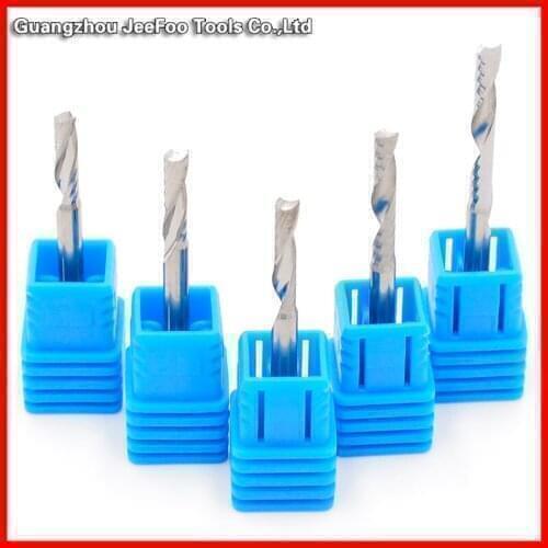 3.175*2.5*12mm Single Flute CNC Milling Cutters, Tungsten Steel Solid Carbide Router Bits Set for Smooth Cutting Wood, Acrylic