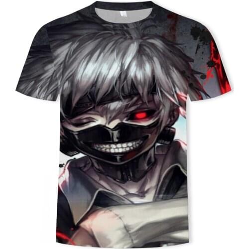 Anime Tokyo Ghoul mens t-shirts 3D print off white Adult Casual Fashion Shirt mens short sleeve oversize t-shirts Cosplay