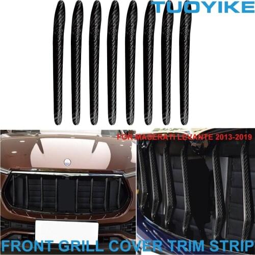 Car Styling Real Carbon Fiber Front Head Grill Grille Central Cover Panel Trim Decoration Strip For Maserati Levante 2013-2019
