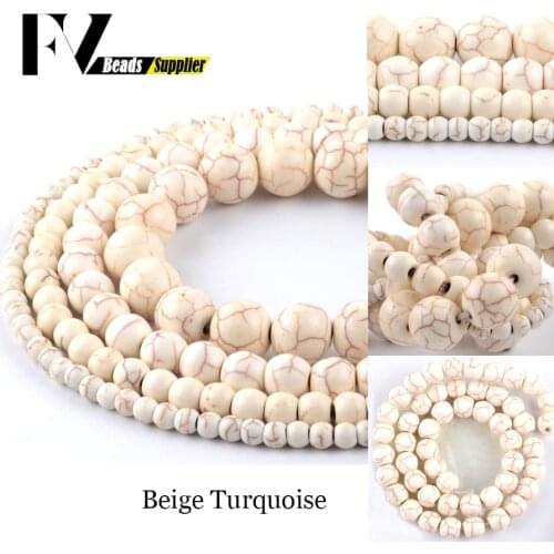 4 6 8 10 12mm Beige Turquoises Round Loose Beads for Jewelry Making Beads Diy Women Bracelets Necklace Accessories